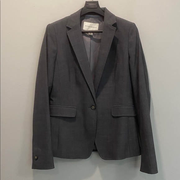 Banana Republic Wool Grey Stretch Blazer Structured Women Size 6 - Picture 3 of 16